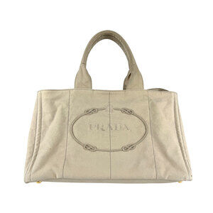 Prada Canapa Canvas Tote Bag Beige